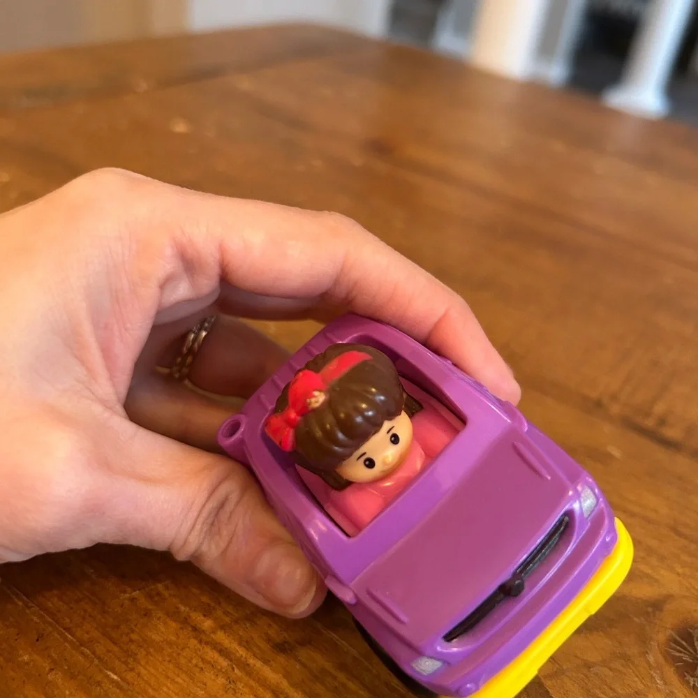 Fisher Price Little People Mia purple car wheelie as is